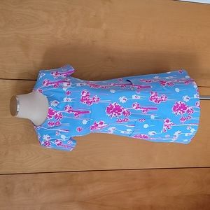 Persifor Carter Blue/Pink Palm Tree Dress XS